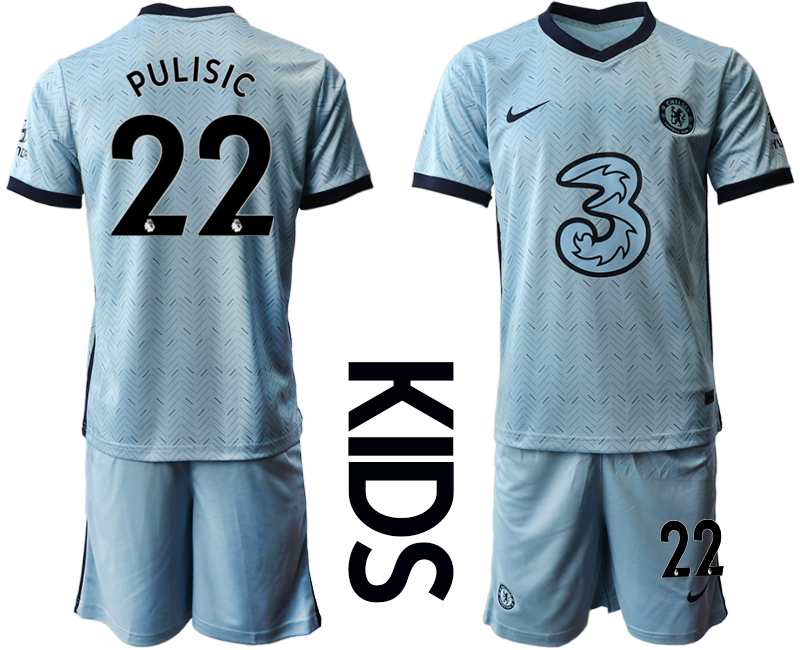 Youth 2020-2021 club Chelsea away Light blue #22 Soccer Jerseys